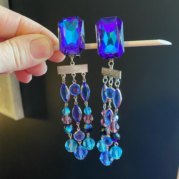 Beautiful crystal earrings, vintage 1980s - Picture 1 of 7